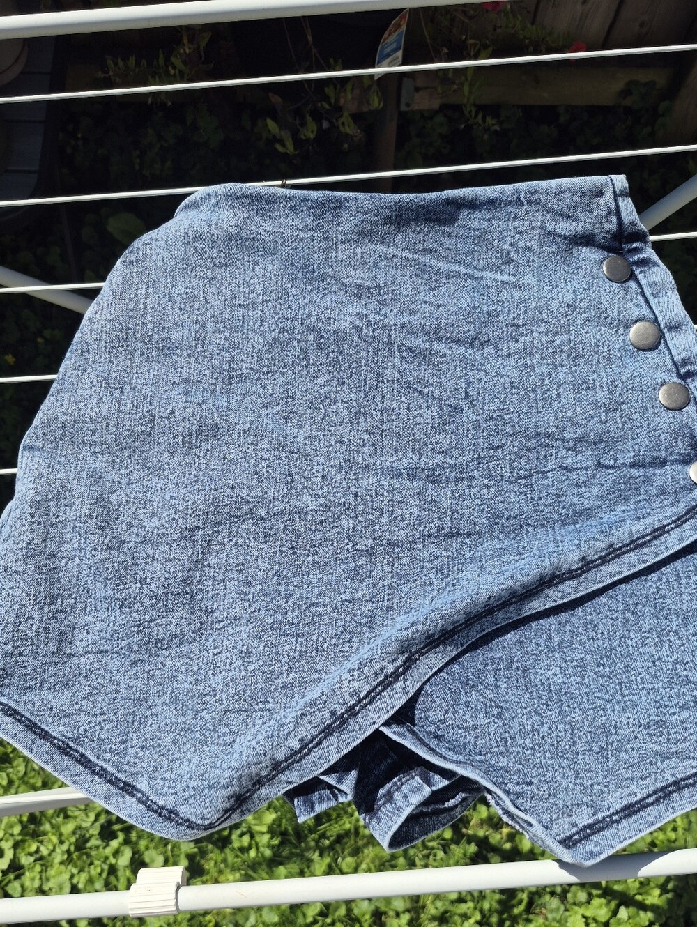 VENUS Blue Denim Wrap Skort with Side Snap Buttons